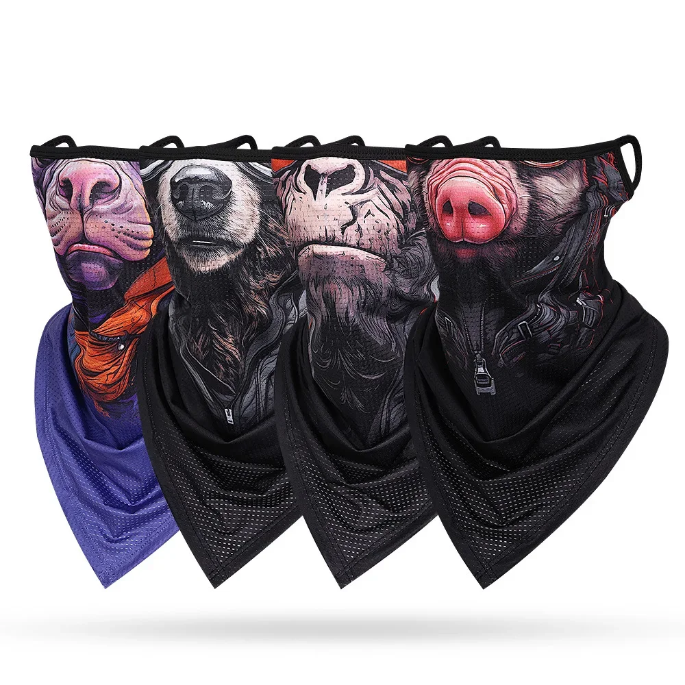 3D Dog Cat Tiger Leopard Goat Shark Lion Orangutan Printing Face Mask Passamontagna Per Uomini E Donne, Earloops Neck Face Scarf,