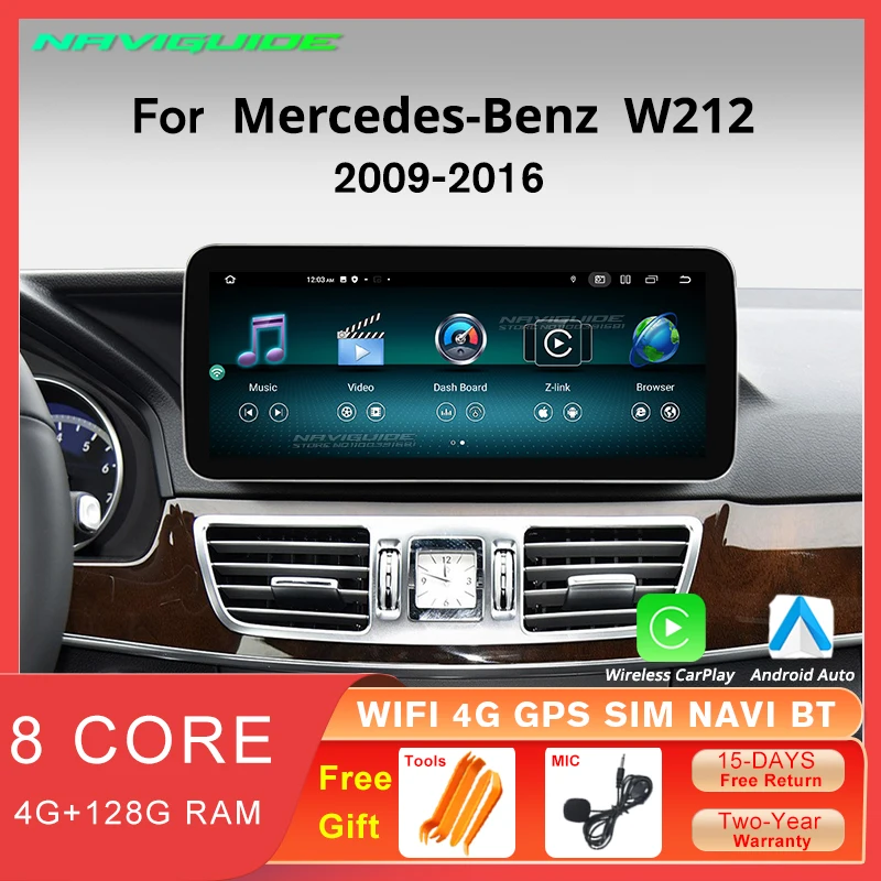 Naviguide 10.25 "Android 12 Autoradio 4G + 128G Per Mercedes W212 2009-2016 Gps Carplay Stereo Multimedia Screen Player Bluetooth