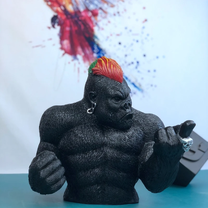 Angry Gorilla Resin Statue Monkey Animal Sculpture Modern Living Room Shop Bar Office Home Decors King Kong Figurine Crafts Gift