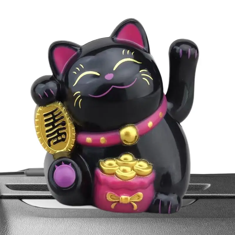Solar Power Lucky Cat Lucky Waving Wealth Cat Solar Fortune Cat Statue Decorazioni Lucky Cat Waving Arm Maneki Neko Lucky Cat