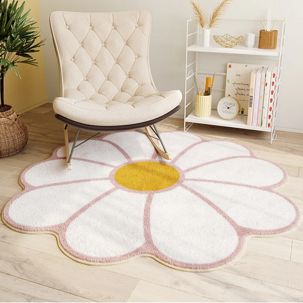 Ins Egg Cartoon Dog Warm Round Carpet Anti-Slip Children'S Playground Soft Plush Rugs Coffee Table Rug Living Room Floor Mats