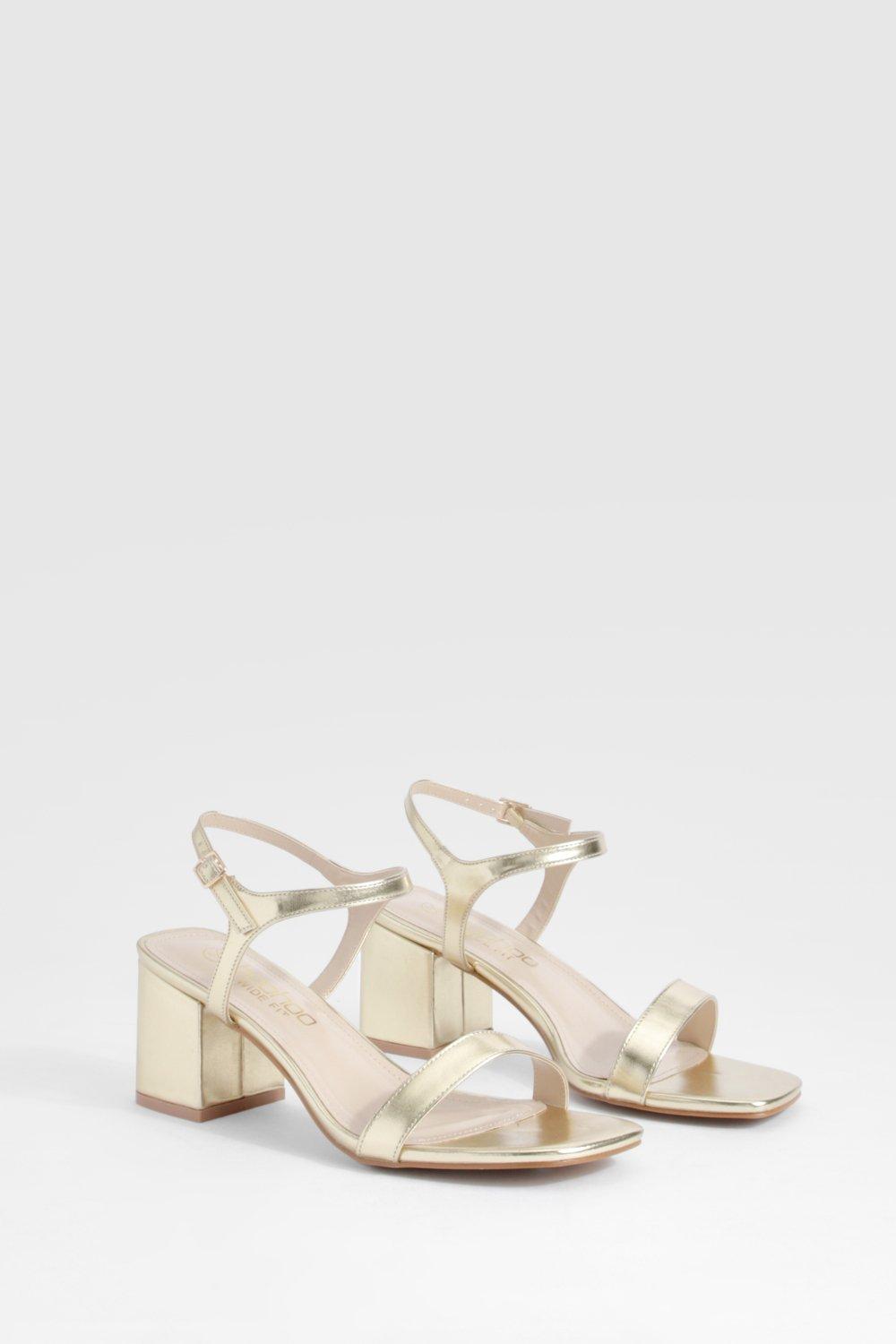 Wide Fit Low Block 2 Part Heels, Metallics