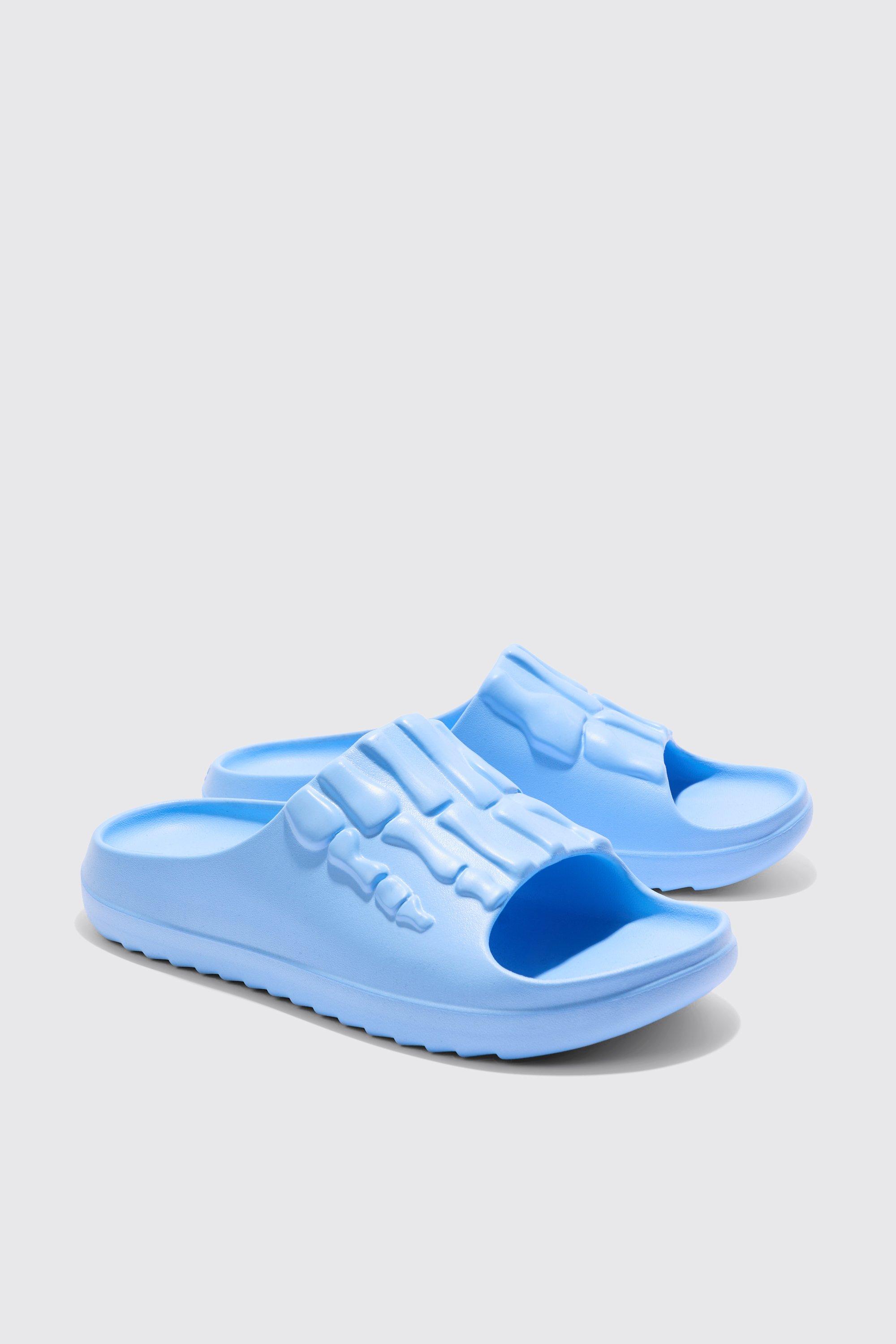 Perforated Skeleton Moulded Slider, Azzurro
