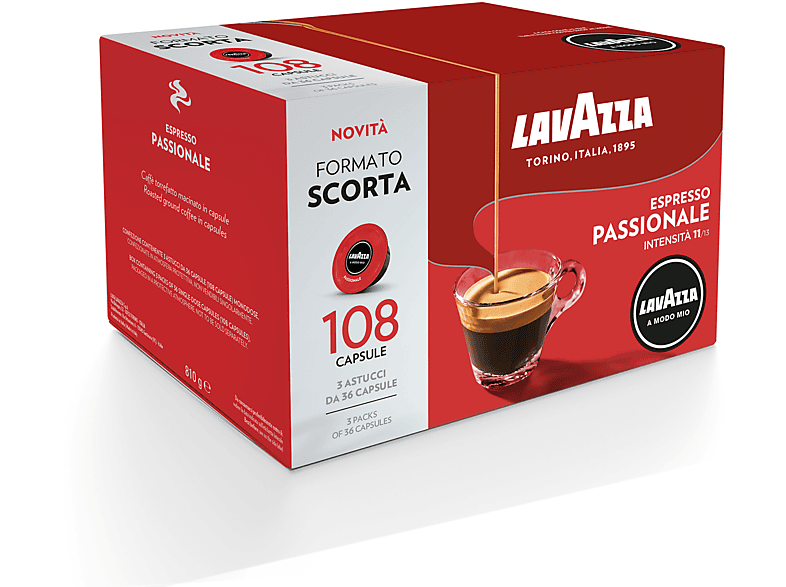 Lavazza Capsule Originali Lavazza Per Macchine Espresso A Modo Mio Passionale 108 Caps, 0,81 Kg