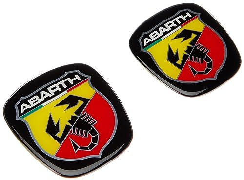 Abarth Adesivo 3D Logo Scudetto Ufficiale Per Fiat Punto Evo, Anteriore E Posteriore, 60 X 65 Mm, 71 X 65 Mm, Rosso