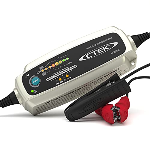 Ctek Mxs 5.0 Test & Charge Caricabatterie 12V 5A, Mantenitore Di Carica Per Batteria Auto, Caricabatterie Auto E Camion, Tester Dell'Alternatore Con M
