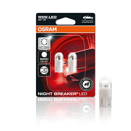 Osram Night Breaker Led W5W, 6.000K, Prima Lampada Sostitutiva Osram Led W5W Omologata Per Uso Stradale, Luce Di Posizione/Luce Di Posizione/Illuminaz