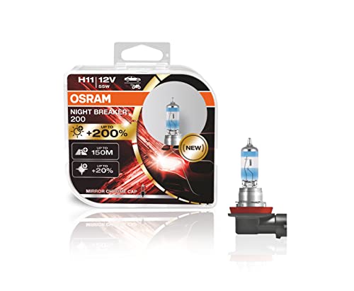 Osram Night Breaker 200, H1, Fino Al 200% In Di Luminosità, Lampada Alogena Per Fari, 64211Nb200, Auto 12V, Scatola Doppia (2 Lampade)