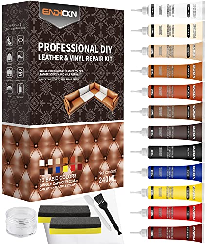 Endhokn Kit Riparazione Pelle, Kit Di Riparazione In Pelle E Vinile- Pelle Divano Sedile Auto Abbigliamento Borsa Crack, Buchi, Usura Crema Di Riparaz