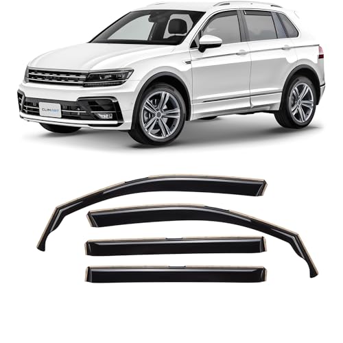 Clim Art Deflettori Auto Per/Compatibile Con Volkswagen Tiguan 2016-2023 Non Per Allspacedeflettore Auto, Deflettori Aria, Integrati, 4 Pezzi