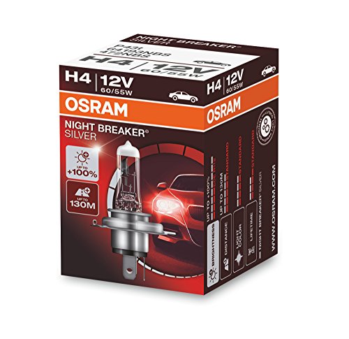 Osram Night Breaker Silver H4, +100% Di Luce, Lampada Da Proiettore Alogena, 64193Nbs, 12V, Auto, Scatola (1 Lampada)