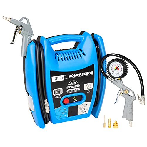Güde 50077 Airpower 180/08, Compressore (1.1Kw, S3, Senza Olio, Quantità Di Consegna 140L / Min, 8 Bar, Tubo 4 M)