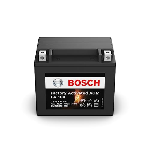 Bosch Fa104 - Batteria Agm Per Motocicli - 12V 180A 10Ah - Adatta Per Moto, Motociclette, Enduro, Scooter, Quad, Moto D'Acqua - Compatibile M6014, Btx