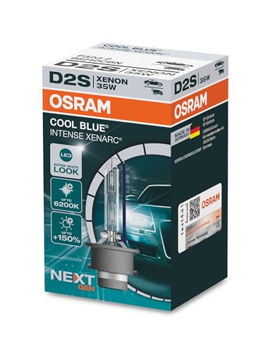 Osram Xenarc Cool Blue Intense D2S, +150% Più Luminoso, Fino A 6.200K, Fari Allo Xeno, Look Led, Astuccio (1 Lampada)