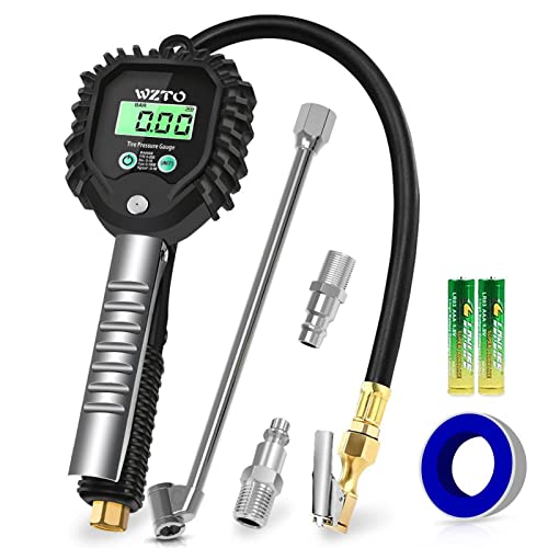 Wzto Manometro Pressione Gomme Professionale Digitale Per Pneumatici Auto 255 Psi, Alta Precisione Schermo Lcd Retroilluminato Pistola Gonfiaggio Pneu