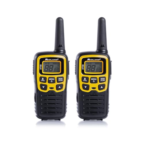Midland C1178.01 Xt50 - Adventure Radio Middle Range Ricetrasmittente Walkie Talkie - Colore Giallo - Formato 24 Canali, Raggio 8 Km, 38 Toni - Set Di