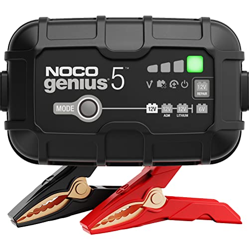 Noco Genius5Eu, Caricabatterie Da Auto 5A, Professionale Da 6V E 12V, Mantenitore Di Carica E Desolforatore Per Batterie, Moto, Scooter, Camion, Campe