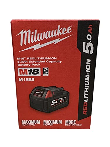 Milwaukee Batteria M18B5 5.0Ah Rossa E Nera Ioni Di Litio