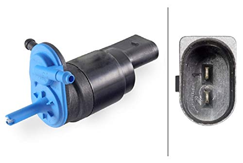 Hella 8Tw 006 847-021 Pompa Acqua Lavaggio, Pulizia Cristalli, 12V, Elettrico, Doppia Pompa, Forma Alloggiamento Spina Rotondo/Angolare