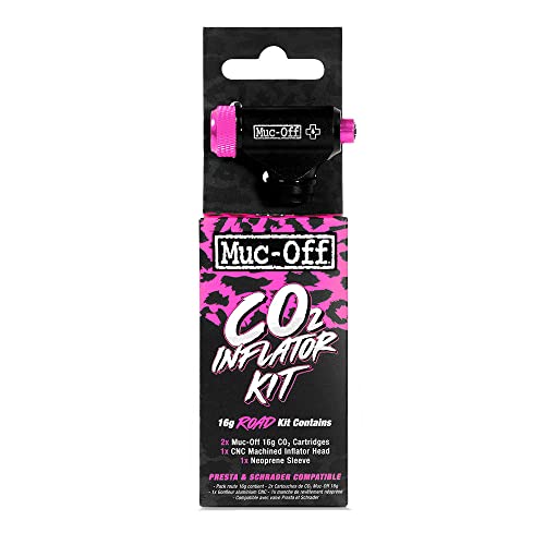 Muc-Off Co2 Inflator Kit, Bombolette Co2 Per Bici Strada, Kit Foratura Bici Da Strada Con Valvole Presta O Schrader, Include 2 Bombolette Co2, Beccucc