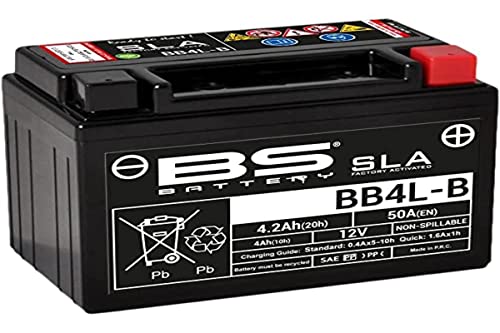 Batteria Moto B Agm Sla Bs Battery - 300665 Bb4L, Nero