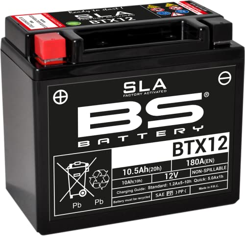 Batteria Moto Sla Bs Battery 300680 Btx12 Agm, Nero
