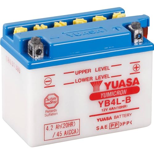 Yuasa Batteria Per Moto Yb4Lb Dc 12 V 4 Ah Adatto Per Motociclette, Motorroller, Quad, Moto Dacqua, Jet Ski, Motoslitte,