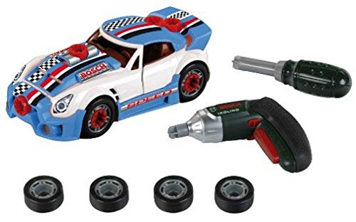 Theo Klein 8668 Set Bosch Di Messa A Punto Per Auto, Auto Scomponibile Con Accessori Per La Messa A Punto, Con Avvitatore A Batteria Ixolino Alimentat