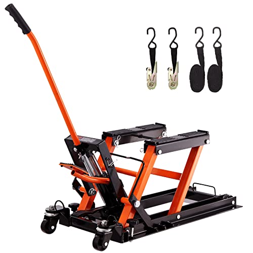 Vevor Sollevatore Idraulico A Ponte Per Moto Bici Atv Da Officina Capacità Max. 700Kg Altezza Regolabile 12-38,5Cm, Sollevatore Alzamoto Con Ruote Off