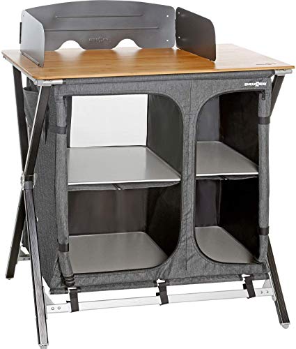 Brunner Mercury, Box Cucina Pieghevole Per Campeggio, Telaio In Alluminio E Piano In Bamboo, Tecnologia Mountless Per Montaggio Facile, Grigio