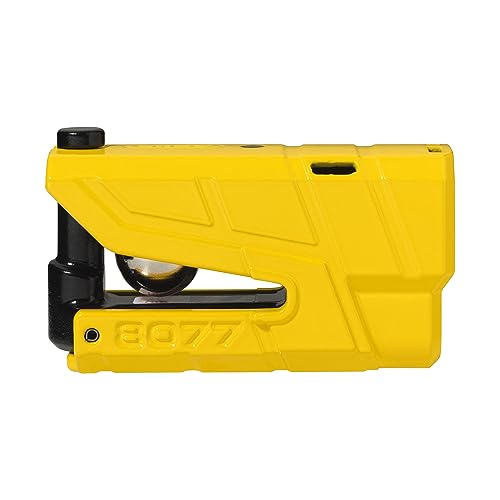 Abus Serratura A Disco Freno Granit Detecto Xplus 8077 - Serratura Per Moto Con Allarme E Cilindro Xplus - Livello Di Sicurezza 18 - Giallo