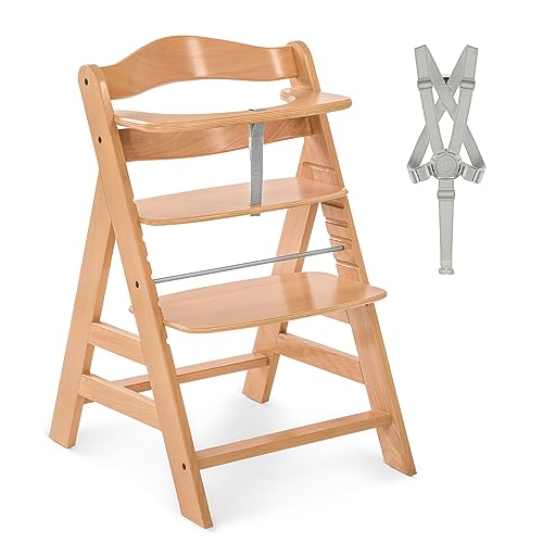 Hauck Seggiolone Pappa In Legno Alpha+ (Legno Certificato Fsc®) - Resistente Al Ribaltamento - Seggiolone Evolutivo Da 6 Mesi Fino A 90 Kg - Marrone N