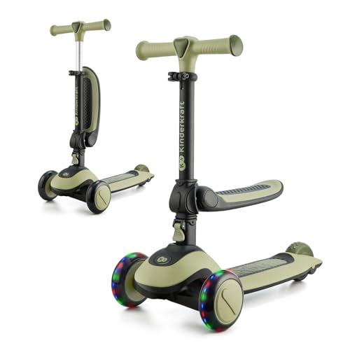 Kinderkraft Halley Monopattino Bambino, Triciclo Bambini 1 Anno, Con 3 Ruote Led, Pieghevole, Manubrio Regolabile In Altezza, Per Bambini 3-13 Anni, C