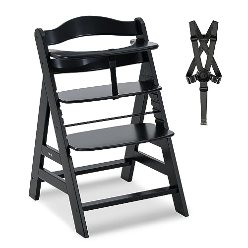 Hauck Seggiolone Pappa In Legno Alpha+ (Legno Certificato Fsc) - Resistente Al Ribaltamento - Seggiolone Evolutivo Da 6 Mesi Fino A 90 Kg - Grigio Scu