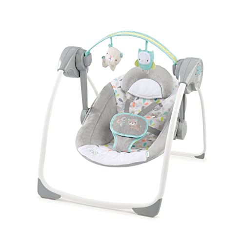 Ingenuity Comfort 2 Go Altalena Per Bambini Compatta Portatile A 6 Velocità Con Musica, Pieghevole, 0-9 Mesi (Fanciful Forest)