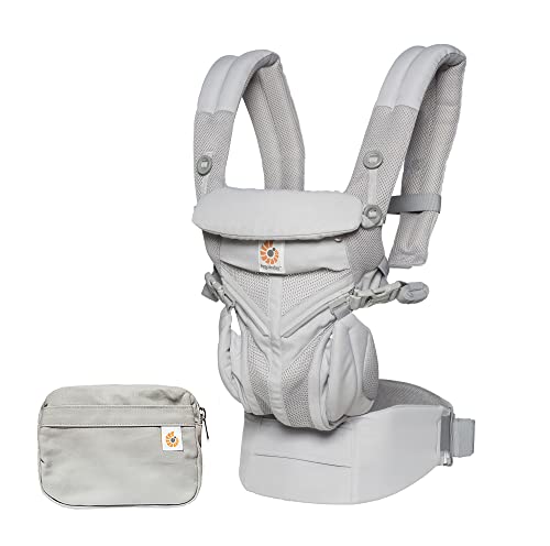 Ergobaby Omni 360 Cool Air Mesh Marsupio Neonati Ergonomico 0 36 Mesi, 4-In-1 Zaino Porta Bebe Traspirante, Pearl Grey
