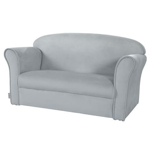 Roba Divano Per Bambini Lil Sofa - 2 Posti - Con Braccioli - Tessuto In Velluto - Morbido E Soffice - Arredamento Per Bambini - Dai 18 Mesi - Grigio