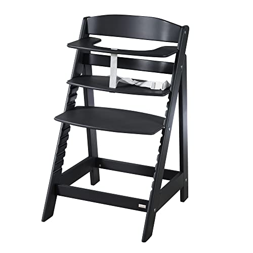 Roba Seggiolone Evolutivo Sit Up Flex 2 In 1, Altezza Regolabile, Dai 6 Mesi Fino Ai 70 Kg, Con Poggiapiedi, Robusto Ed Ergonomico, Legno Laccato Nero