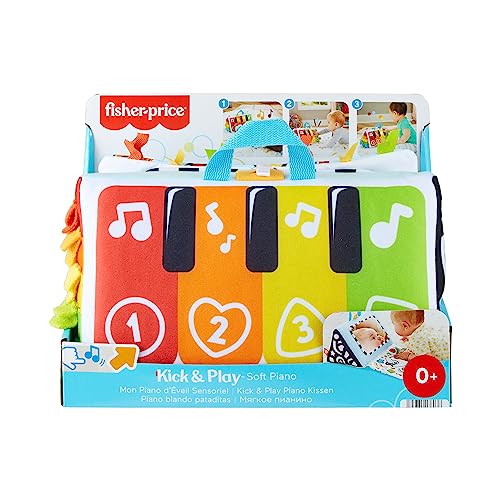 Fisher-Price - Palestrina Baby Piano, Pianoforte Morbido Con Luci E Musica Per Il Gioco Sensoriale Distesi Sul Pancino, 4 Tasti Attivabili Inclusi, Gi