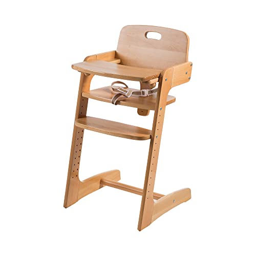 Roba Seggiolone Pappa Kid Up - Evolutivo E Multifunzione - Con Vassoio Estraibile - Cintura Da 3 Punti - Da 6 Mesi - Legno Massiccio Naturale