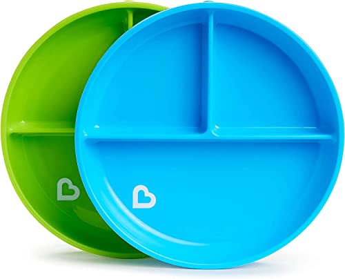 Munchkin Stay Put Piatti Con Divisori, Set Di Piatti Con Scomparti E Ventosa Per Neonati E Bambini A Partire Da 6 Mesi, Piatti Per Svezzamento Senza B