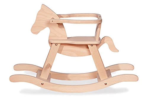 Pinolino Cavallo A Dondolo Pinolino, Faggio Massiccio Non Trattato, 86 X 31 X 58 Cm (Articolo 24 24 24)