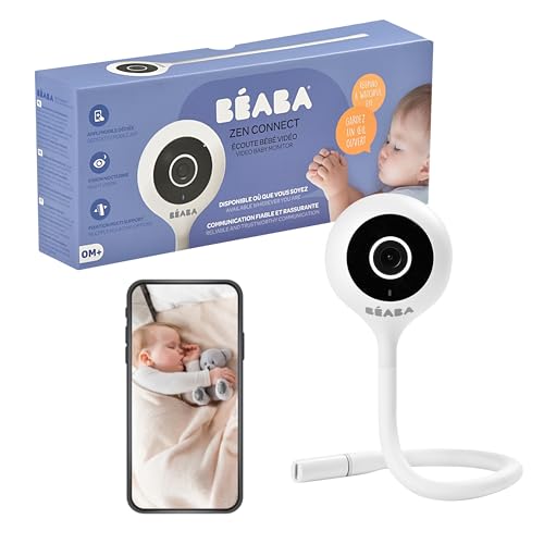 Béaba - Babyphone Zen Connect, Baby Monitor, Videocamera Full Hd 1090P, Walkie-Talkie, Portata Elevata, Connessione Smartphone E Wi-Fi, Ninnananna, As