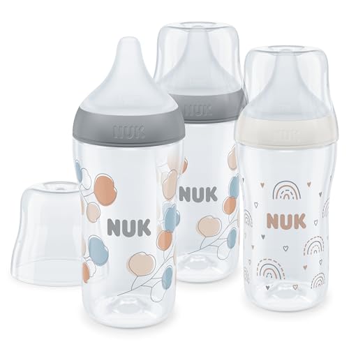 Nuk Set Biberon Perfect Match | 3+ Mesi | Si Adatta Al Palato Del Bambino | Controllo Temperatura | Sfiato Anti-Colica | 260 Ml | Senza Bpa | Tettarel