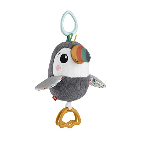Fisher-Price - Tucano Vola Con Me, Peluche Sensoriale Frusciante, Fa Clac Clac E Ali Che Si Muovono, Per Il Passeggino Dei Neonati, Giocattolo Per Bam