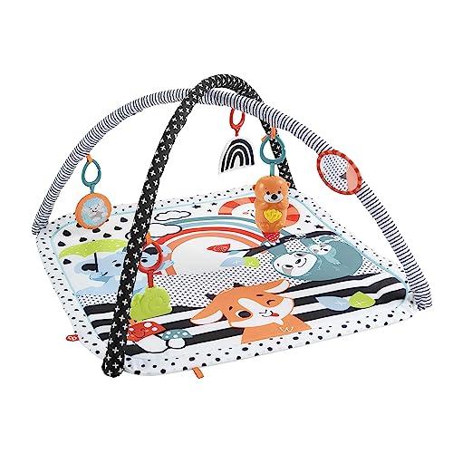Fisher-Price-Palestrina Luci E Suoni Degli Amici Animali 3 In 1, Tappetino Attività Per Il Gioco A Pancia In Su O Distesi Sul Pancino Con 5 Giochi Inc