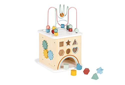 Pinolino Sanna Motor Skill Cube In Legno, 10 Pezzi Con 3 Palline, 6 Blocchi, Loop Per Abilità Motoria, Certificato Fsc (Fsc-C120795), Colorato, Natura