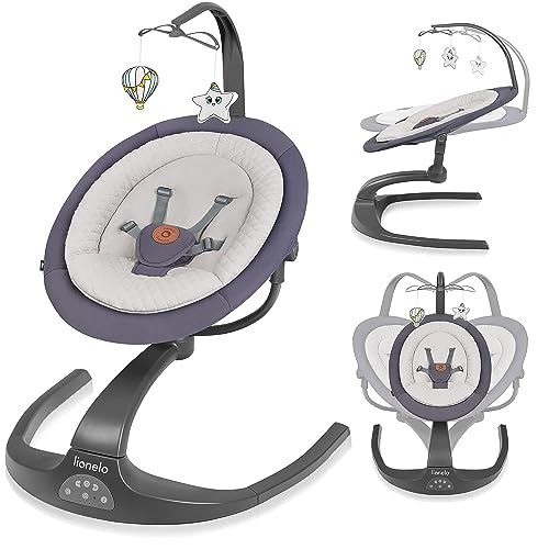 Lionelo Rina 2In1 Sdraietta Neonato E Altalena, Telecomando, Girevole A 360°, Due Direzioni Di Oscillazione, 12 Melodie, 5 Velocità Di Dondolio, Blocc