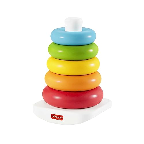 Fisher-Price - Piramide 5 Anelli, Gioco Con Base Oscillante Al Tocco E 5 Anelli Colorati Impilabili, Realizzato Con Materiali Vegetali, Giocattolo Per