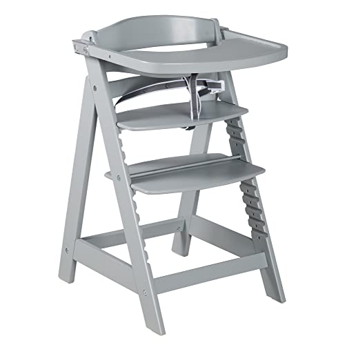 Roba Seggiolone Per Neonati Evolutivo Sit Up Click E Fun + Vassoio Rimovibile - Con Barra Di Protezione - Ergonomico - Altezza Regolabile - Legno Natu